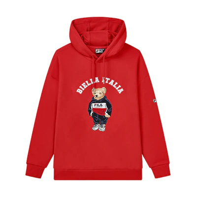 FILA Red Sweatshirt - Cartoon Bear Graphic & Letter Print F51M239299F-RD