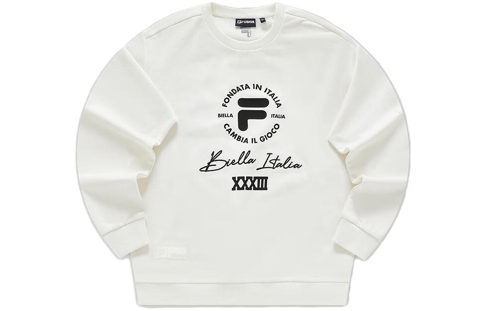 FILA Relaxed Fit Crewneck Sweatshirt White Logo Design T11M345204F-WT