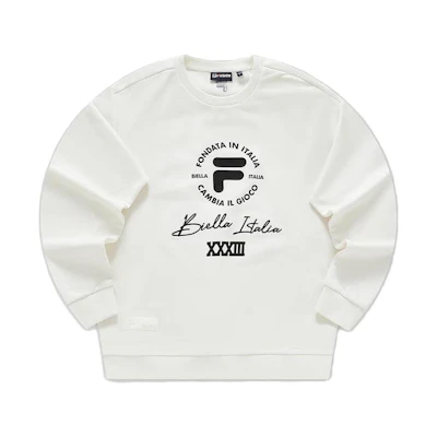 FILA Relaxed Fit Crewneck Sweatshirt White Logo Design T11M345204F-WT