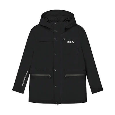 FILA Relaxed Fit Logo Long-Sleeve Hooded Jacket - Jet Black F11M248702F-BK