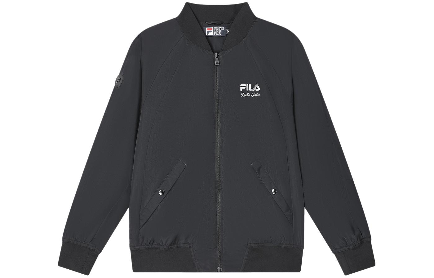 FILA Relaxed Fit Logo Print Woven Jacket - Black F11M348708F-BK