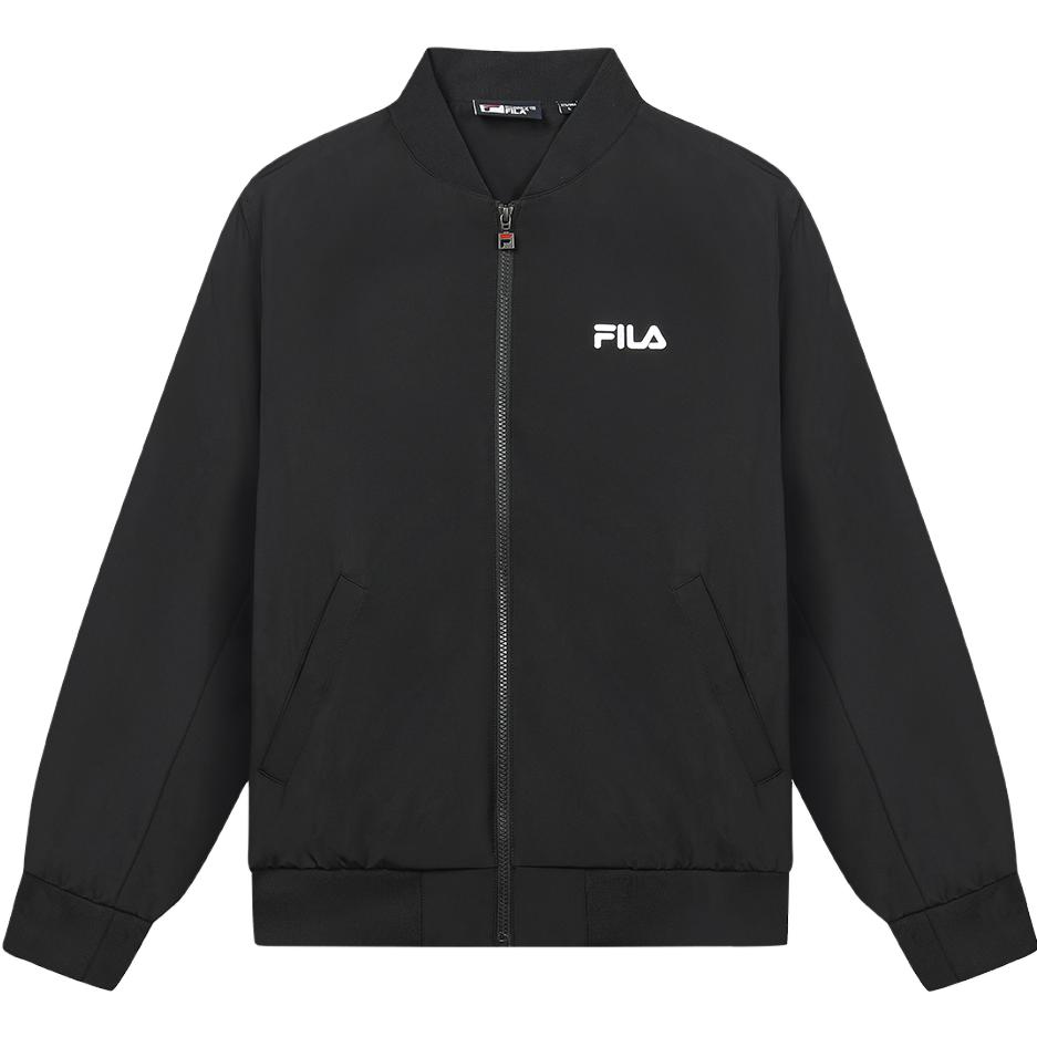 FILA Retro Casual Sports Knit Baseball Jacket Unisex - Deep Black F11M338707F-BK