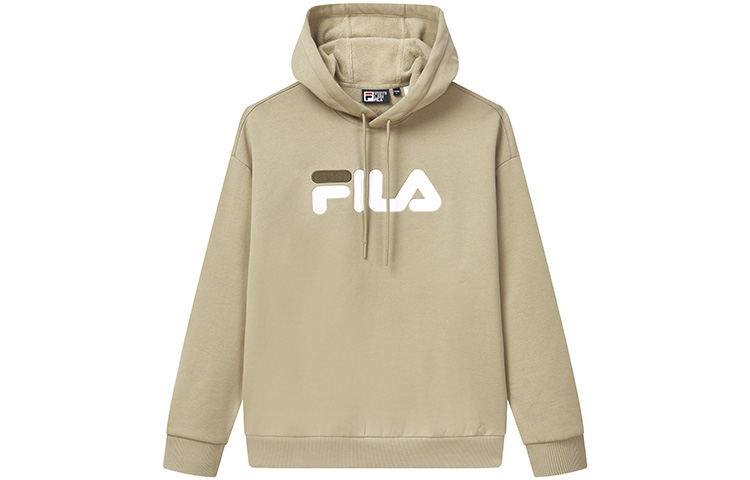FILA Retro Classic Oversized Logo Hoodie Beige Khaki Unisex Casual Sweatshirt F51U248298F-LK