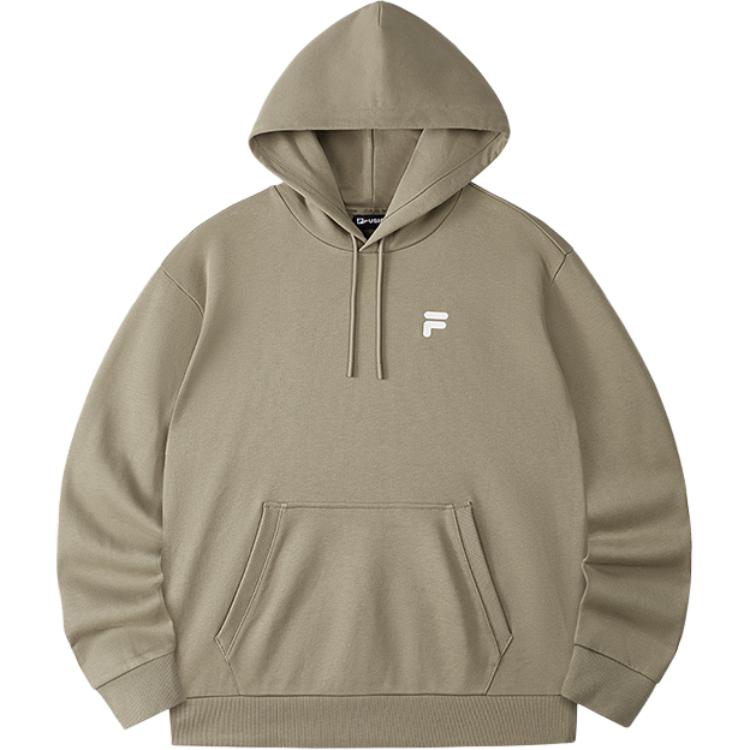 FILA Retro College-Style Unisex Hoodie - Durable & Warm in Dark Brown Khaki T11U433204F-DK