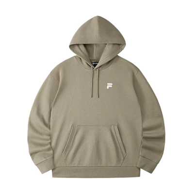 FILA Retro College-Style Unisex Hoodie - Durable & Warm in Dark Brown Khaki T11U433204F-DK