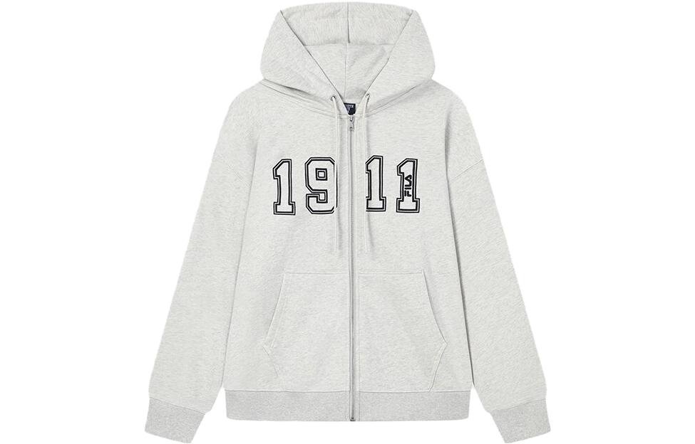 FILA Retro College Style Zip Hoodie Jacket Unisex - Ivory Gray F11U339501F-MG