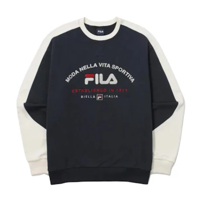 FILA Retro Colorblock Crewneck Sweatshirt Unisex - Indigo Blue FS2POG3107XIDO