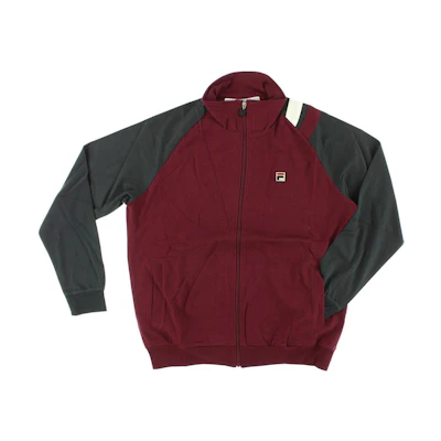 FILA Retro Colorblock Embroidered Jacket with Zip Mock Neck - Red LM113I50-562