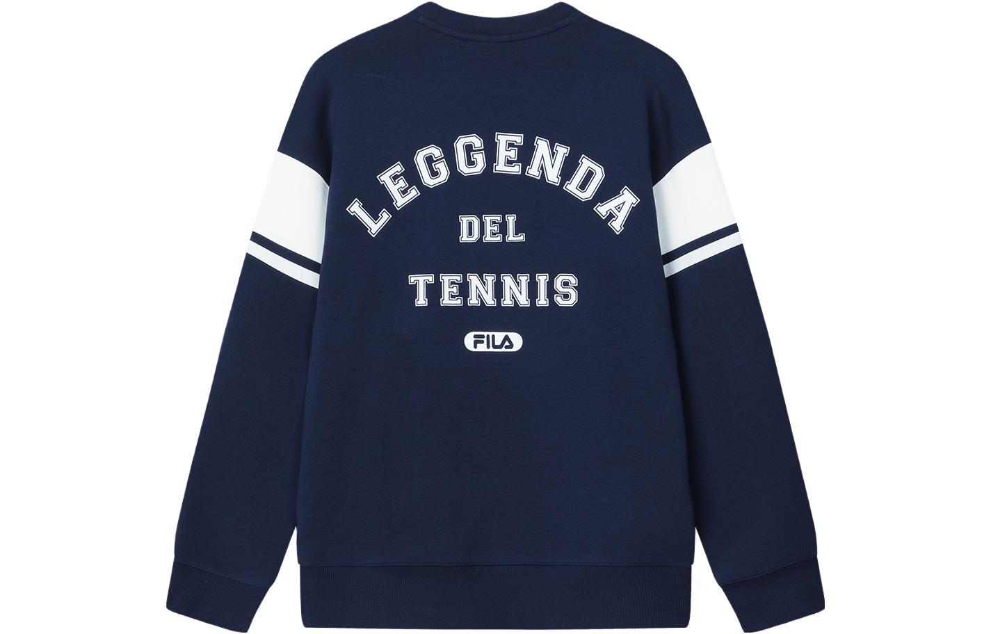 FILA Retro Colorblock Logo Print Pullover Sweatshirt - Navy Blue F11M349203R-DB