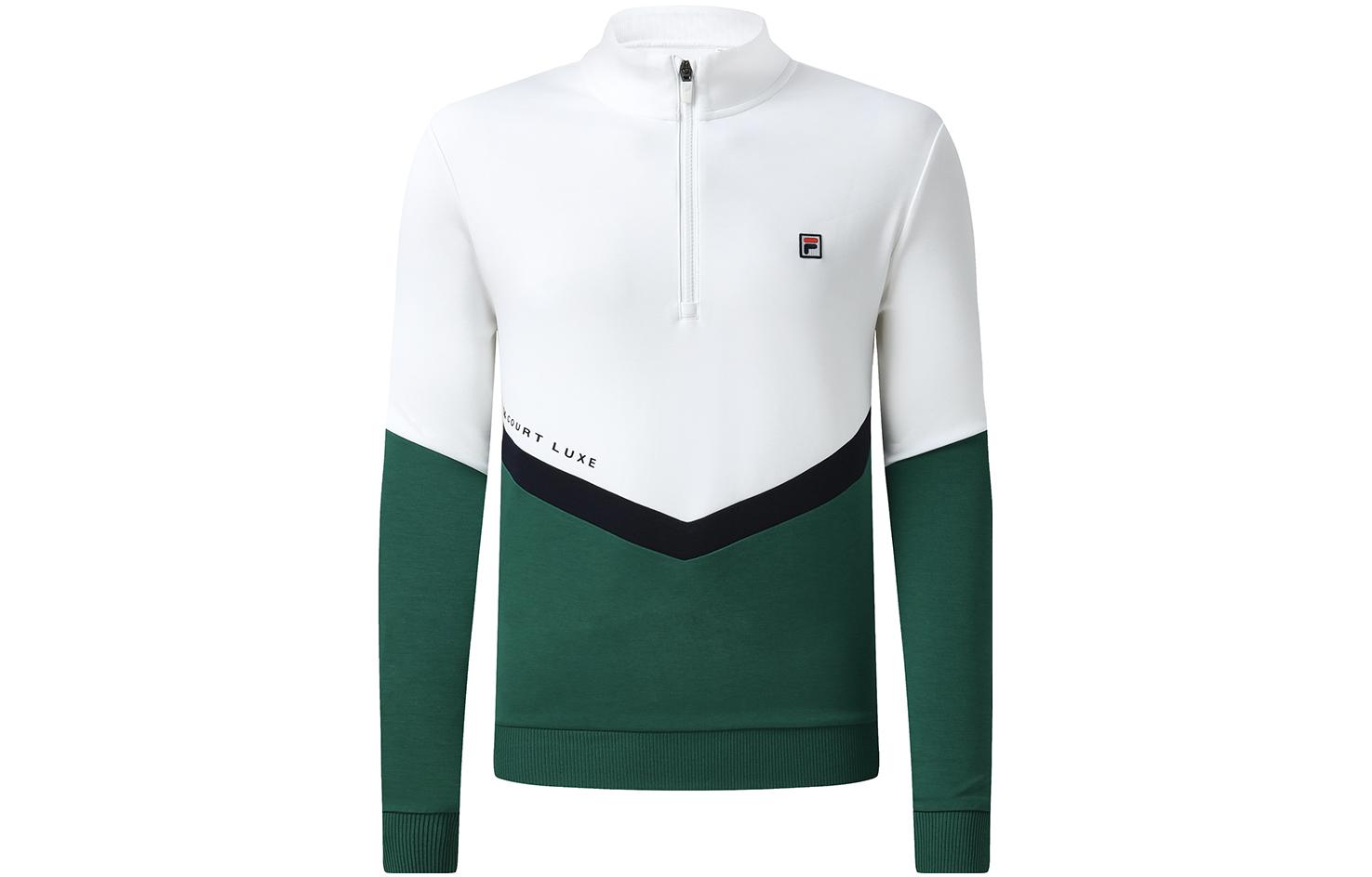 FILA Retro Colorblock Logo Print Pullover Tennis Sweatshirt White () A11M313204F-WT