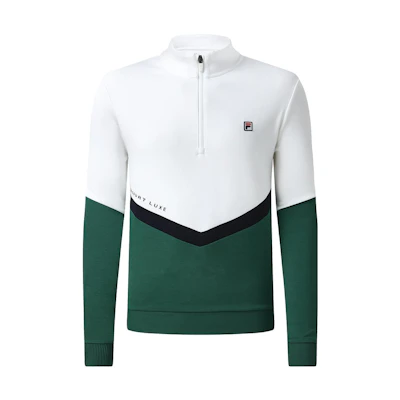 FILA Retro Colorblock Logo Print Pullover Tennis Sweatshirt White () A11M313204F-WT