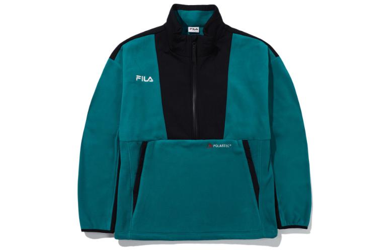 FILA Retro Colorblock Logo Print Stand Collar Jacket Blue - FS2POE4210X-TGR