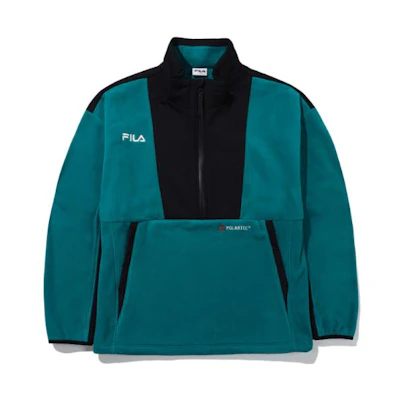 FILA Retro Colorblock Logo Print Stand Collar Jacket Blue - FS2POE4210X-TGR