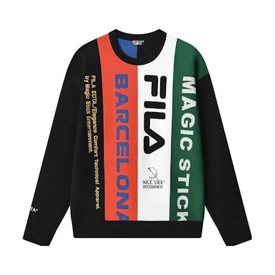 FILA Retro Colorblock Logo Pullover Sweatshirt - Black F11M319401F-BK