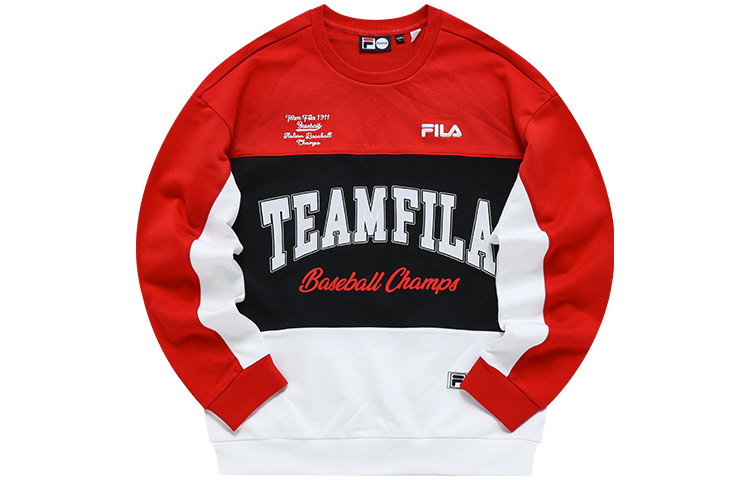 FILA Retro Colorblock Logo Pullover Sweatshirt Standard White T11M142211FWT