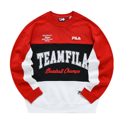 FILA Retro Colorblock Logo Pullover Sweatshirt Standard White T11M142211FWT