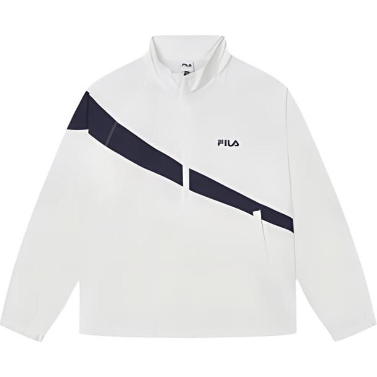 FILA Retro Colorblock Stand Collar Casual Jacket Men’s - Cloud Mushroom White F71M429707F-WT 圖 2