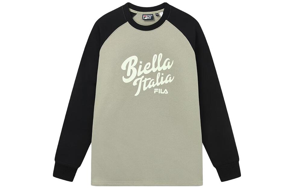 FILA Retro Crewneck Sweatshirt Unisex Sand Green Letter Print College Style F11U339205FKK
