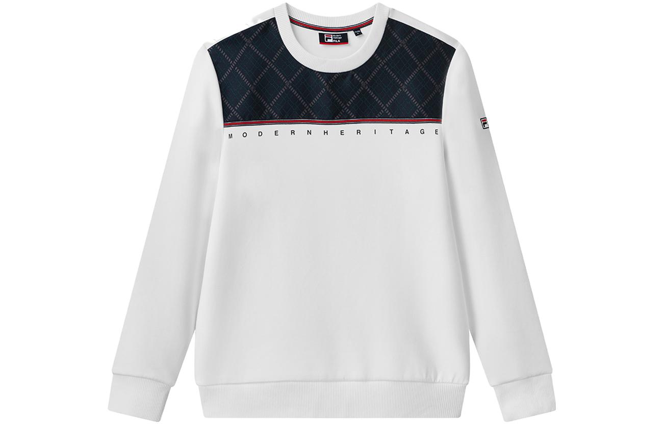 FILA Retro Diamond Print Letter Crewneck Sweatshirt White F11M111203F-WT