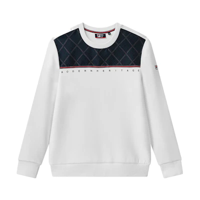 FILA Retro Diamond Print Letter Crewneck Sweatshirt White F11M111203F-WT