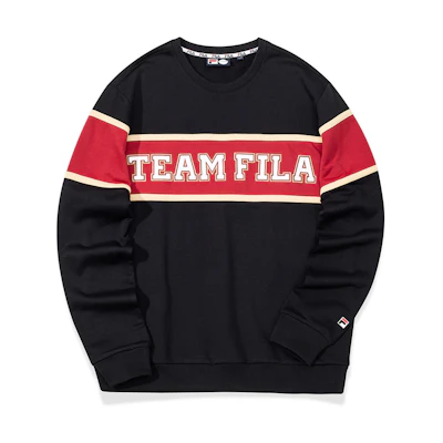 FILA Retro Embroidered Colorblock Pullover Sweatshirt - Black T11M032214F-BK