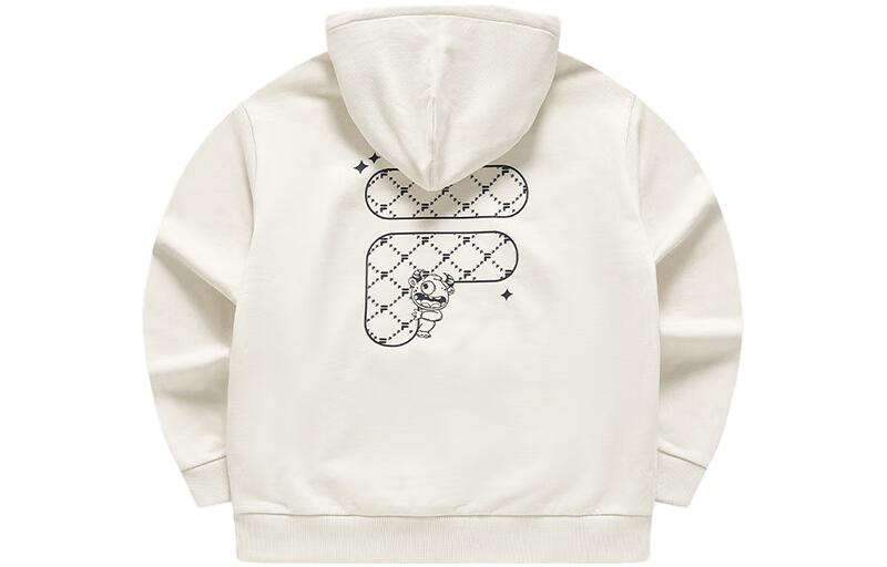 FILA Retro Hoodie FOB Letter Logo Knit Pullover Beige Unisex Sportswear T11U413207FBG