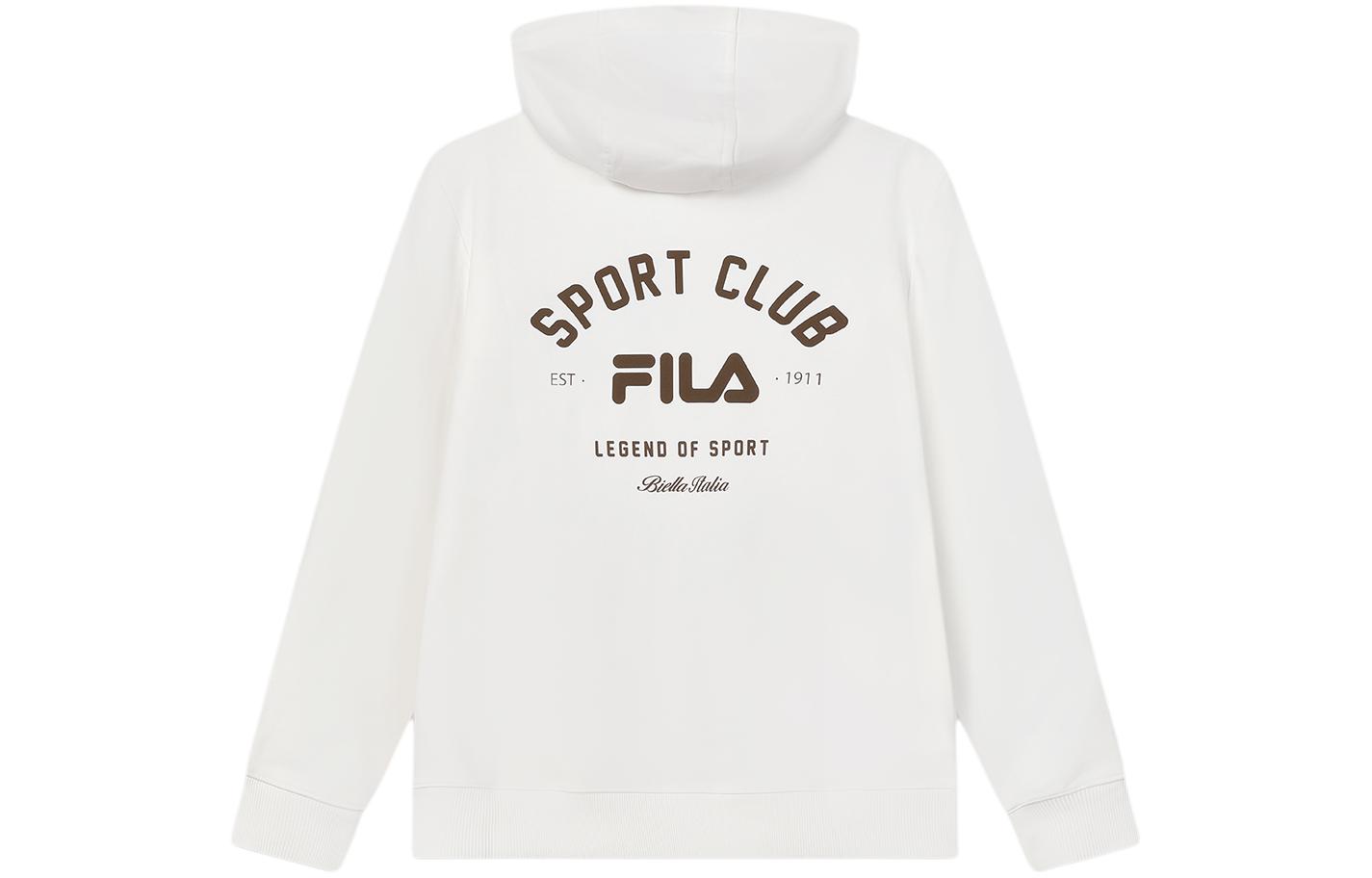 FILA Retro Hoodie with Lettering & Numeric Print - Cloudy White F11M419206F-WT