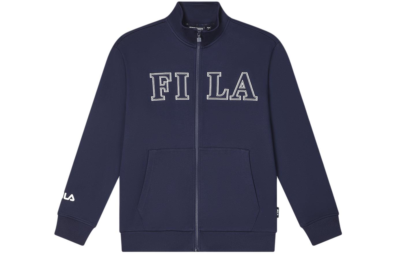 Order FILA 復古字母標誌針織外套，立領設計 - 深藍色 F11M419504F-NV