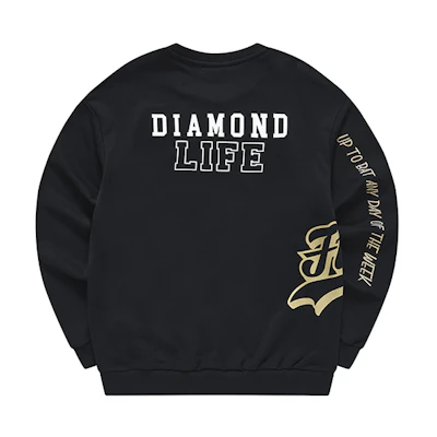 FILA Retro Letter Print Black Loose Fit Sweatshirt T11M312201F-BK