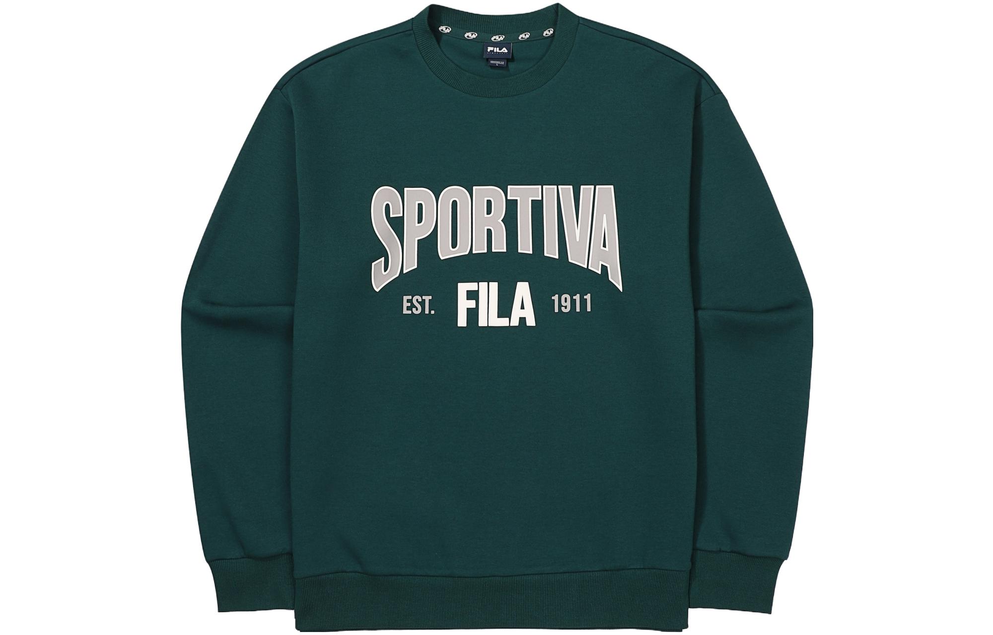 FILA Retro Lettering Crewneck Sweatshirt Unisex - Dark Green FS2POF3108X-DGR