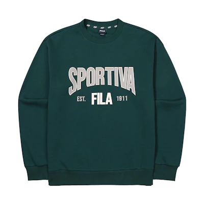 FILA Retro Lettering Crewneck Sweatshirt Unisex - Dark Green FS2POF3108X-DGR