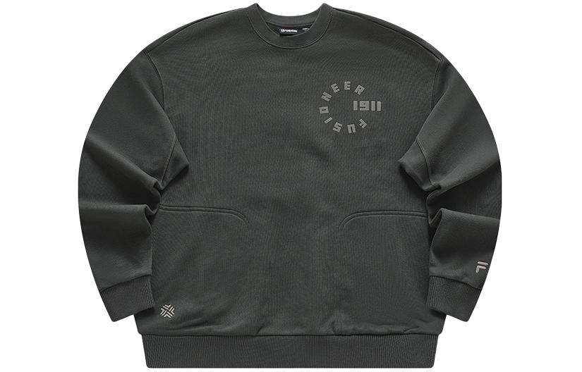 FILA Retro Logo Crewneck Knit Pullover Sweatshirt Asphalt Gray Unisex T11U413205F-CC