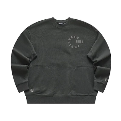 FILA Retro Logo Crewneck Knit Pullover Sweatshirt Asphalt Gray Unisex T11U413205F-CC