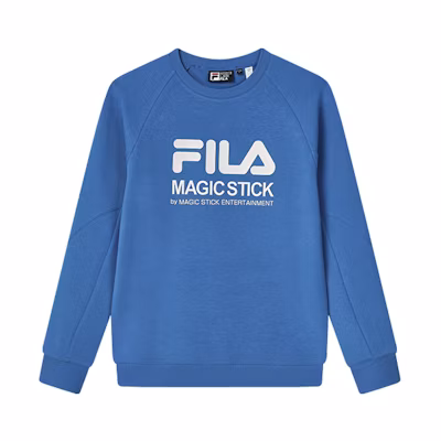 FILA Retro Logo Knit Pullover Long-Sleeve Sweatshirt Eastwind Blue F51M249215F-BU