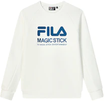 FILA Retro Logo Knit Pullover Sweatshirt in Standard White F51M249215FWT FILA Retro Logo Knit Pullover Sweatshirt in Standard White F51M249215FWT