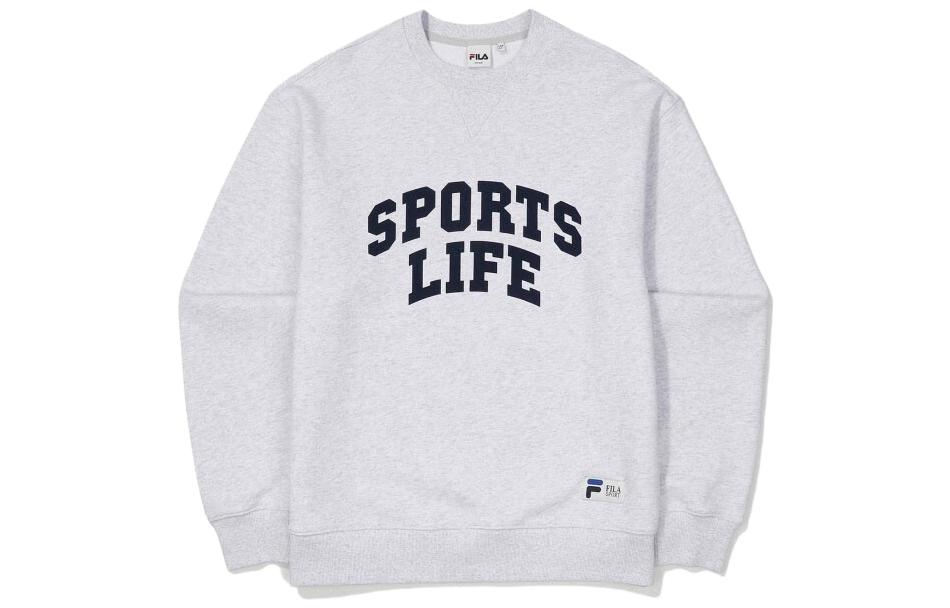 FILA Retro Logo Print Crewneck Sweatshirt Unisex Light Grey Long Sleeve FE2POF5102X-MLY