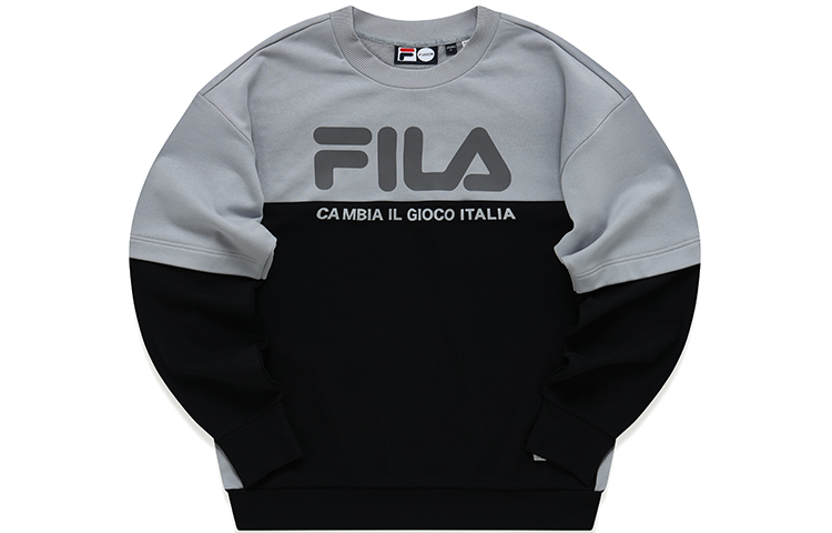 FILA Retro Logo Print Loose Fit Crewneck Sweatshirt Men’s Slab Gray T11M215203FGY