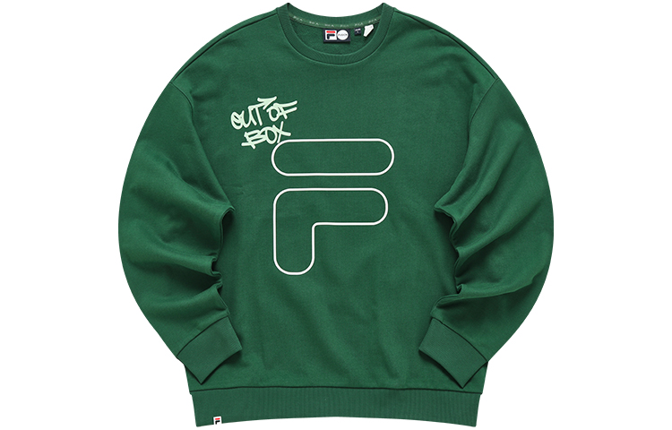 FILA Retro Logo Print Pullover Sweatshirt Unisex Matching Outfit - Pine Green T11U216201F-GN