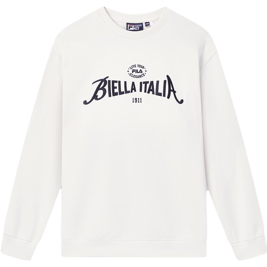 FILA Retro Loose-Fit Unisex Crewneck Sweatshirt in Milky White F11U339206FIV
