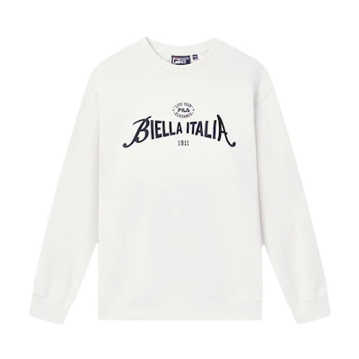 FILA Retro Loose-Fit Unisex Crewneck Sweatshirt in Milky White F11U339206FIV
