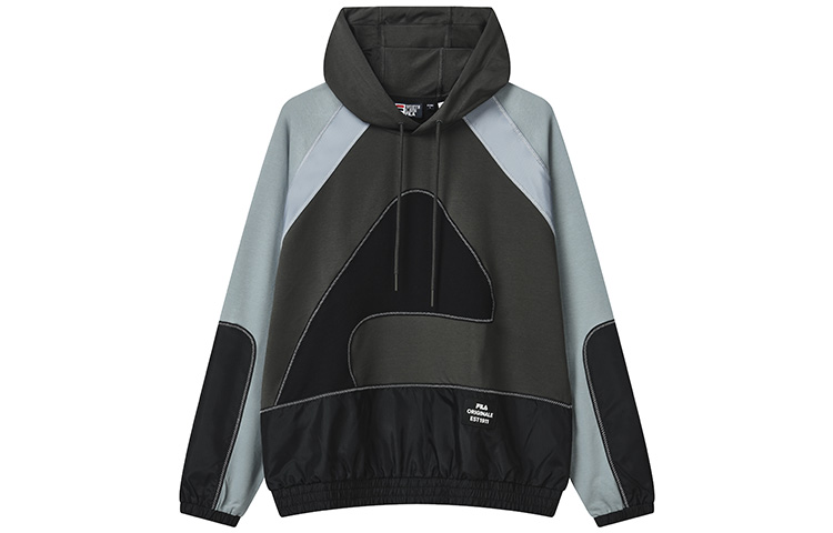 FILA Retro Patchwork Logo Knit Sweatshirt in Black F11M239208F-BK