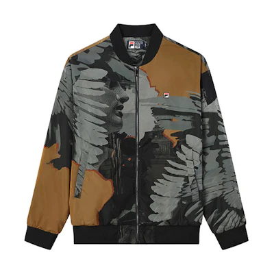 FILA Retro Print Loose Fit Lettering Woven Track Jacket Black F11M138765F-ZA