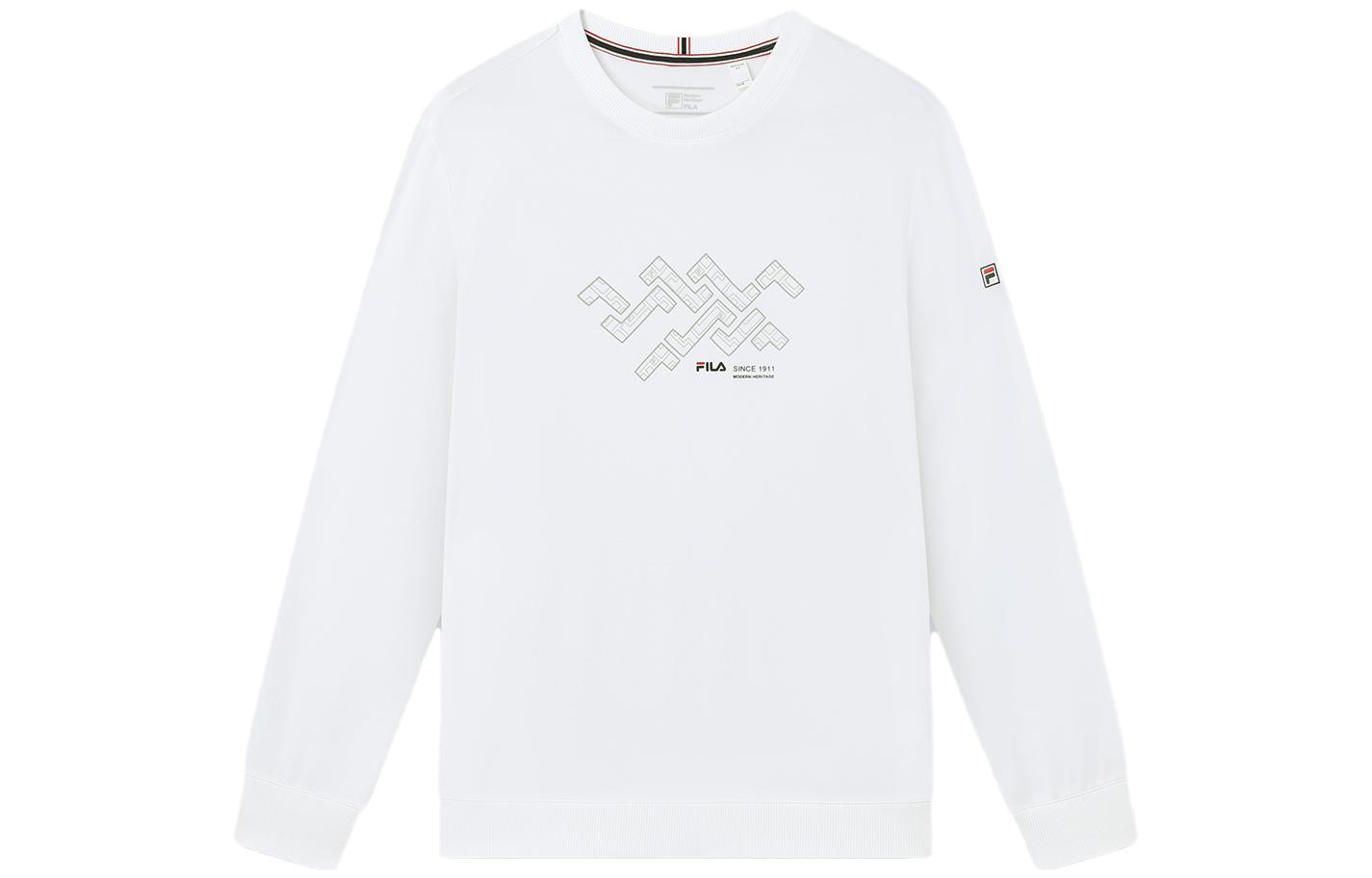 FILA Retro Pullover Sweatshirt - Casual Basic White秋 Style F11M331205F-WT