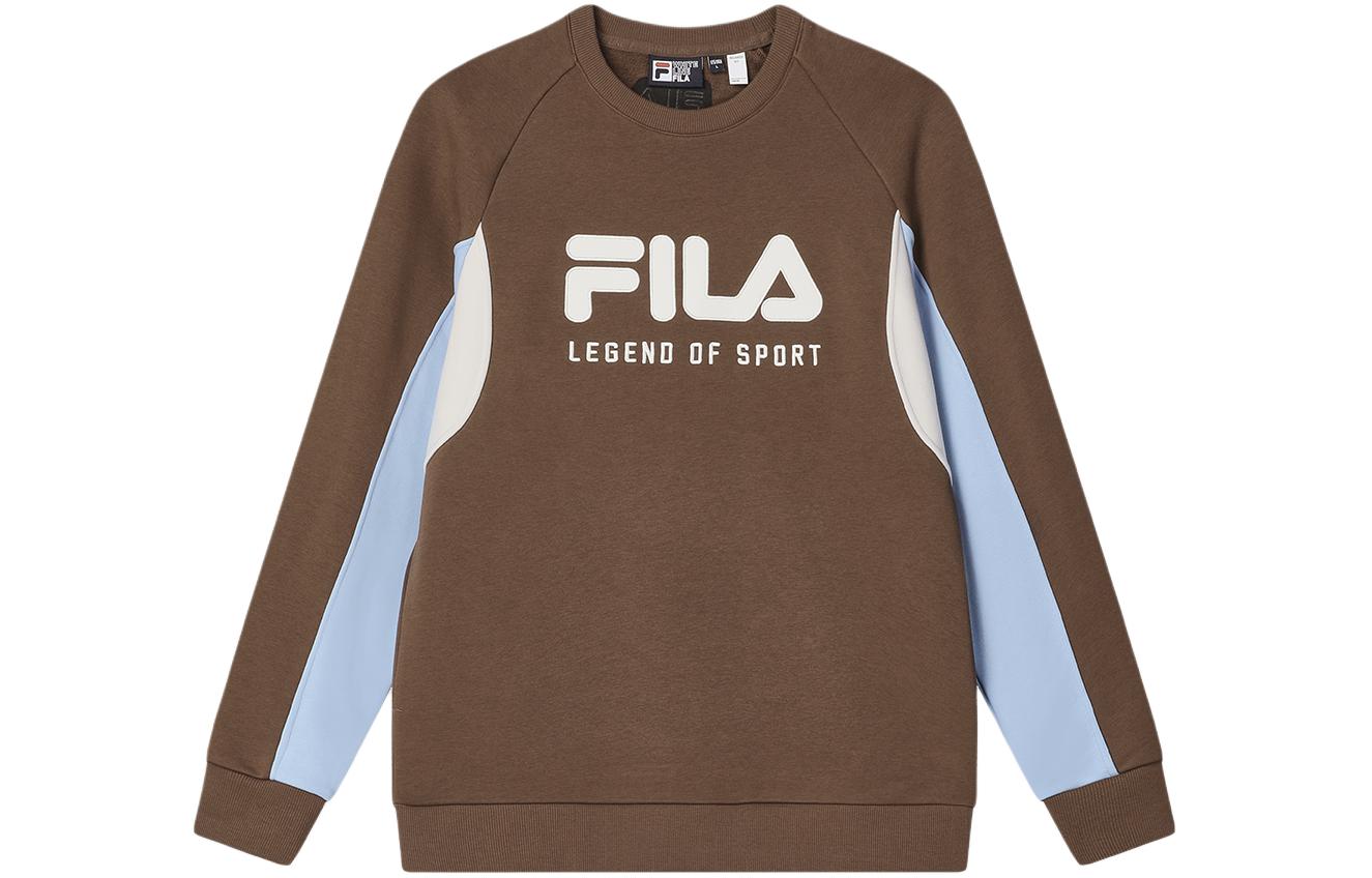 FILA Retro Pullover Sweatshirt with Bold Logo Print in Caramel Brown F11M419204F-BN