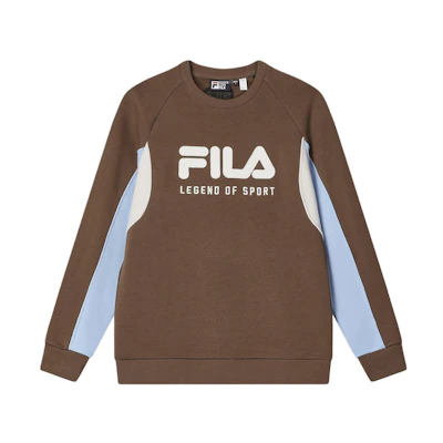 FILA Retro Pullover Sweatshirt with Bold Logo Print in Caramel Brown F11M419204F-BN