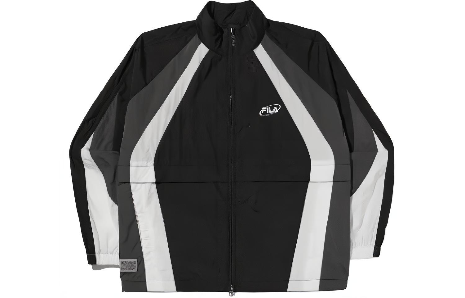 FILA Retro Sports Color-Block Zip-Up Jacket Black - Unisex Long Sleeve FS2JKG2104XBLK