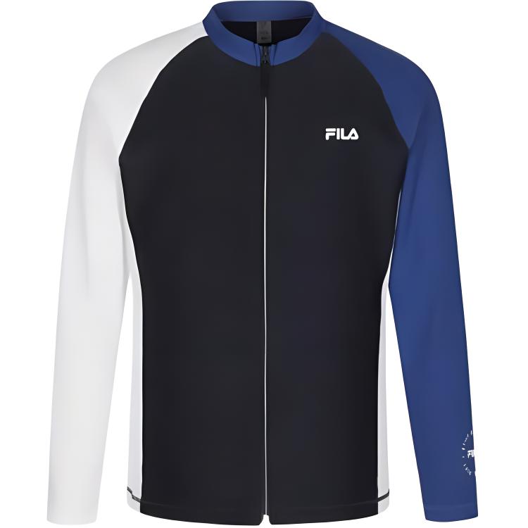 FILA Retro Sports Colorblock Zip Jacket Men’s Blue - Letter Printed Design FS2RTG2401-MINA