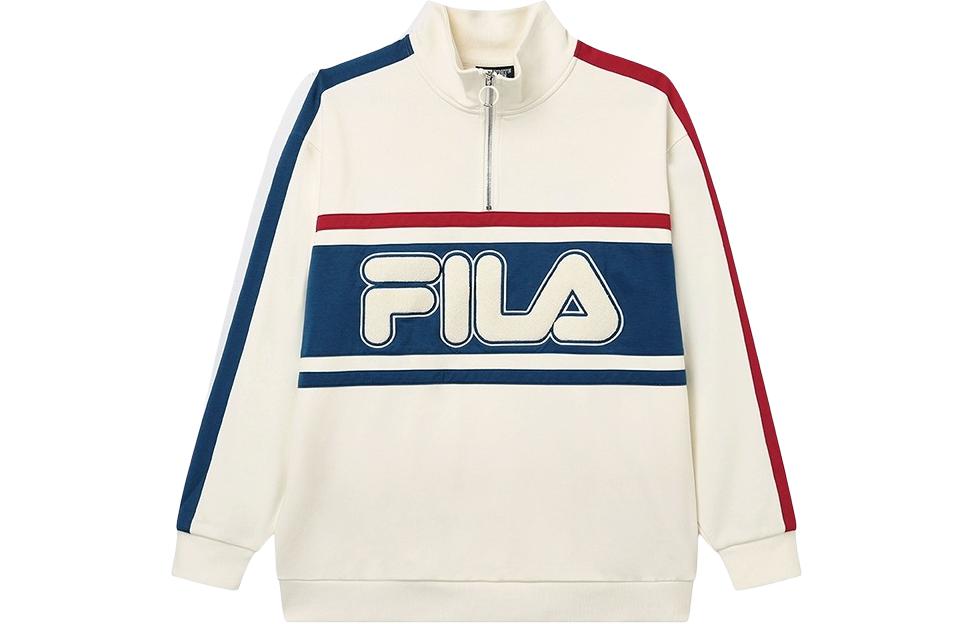 FILA Retro Sports Half-Zip Pullover Crewneck Sweatshirt White Unisex F51M339299A-IV