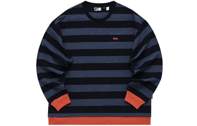 FILA Retro Striped Pullover Sweatshirt Blue Casual Sportswear T81M216250F-BU