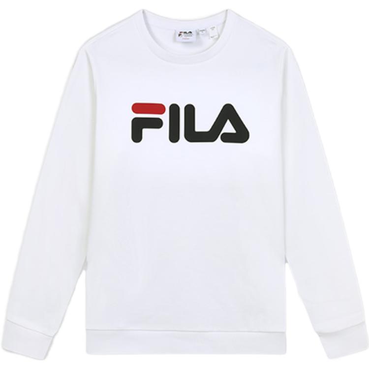 FILA Retro Style Oversized Logo Pullover Sweatshirt - Unisex Standard White F51U334231FWT